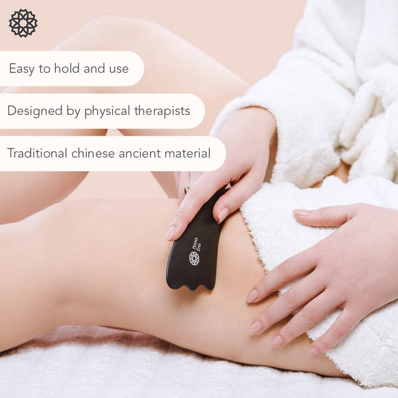 Large Gua Sha Skincare Tools - Guasha Stone Set Of 4 - Face Massage Tool - Face Roller Massager - Anti Aging - Body Gua Sha Massager - Face Roller Massager - Face Scraper - Jawline Sculptor - Hana Emi Wing, Wave, Heart & triangle - 4 Pieces Set - BeesActive Australia