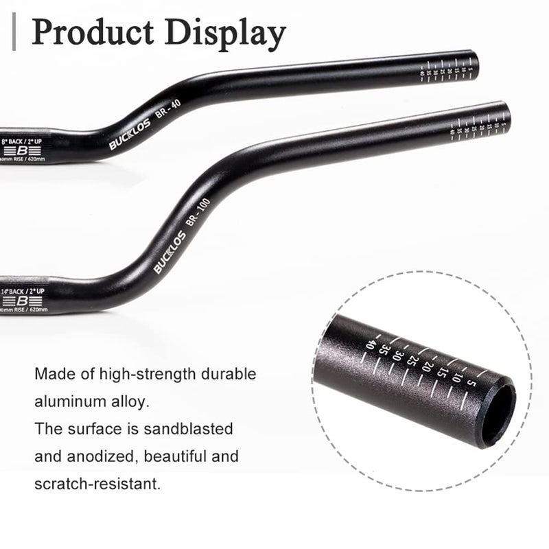 BUCKLOS 25.4mm Mountain Bike Handlebars Rise 20/40/60/100mm Aluminum Alloy MTB Riser Handlebars, Suitable for Cycling Racing XC DH Bicycle - BeesActive Australia