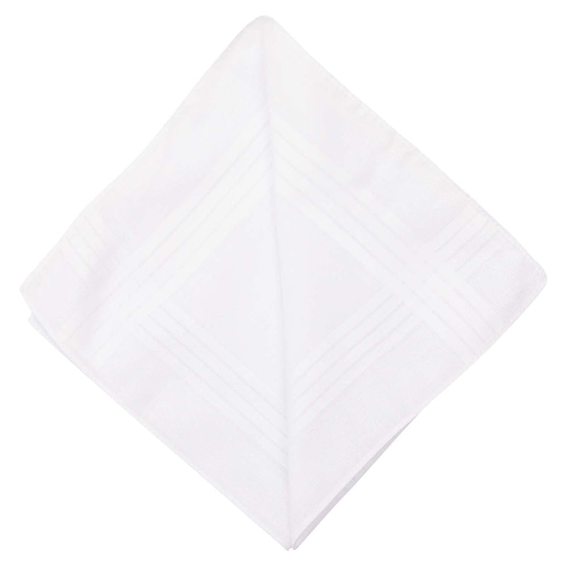 Perry Ellis 12 Pack Handkerchief (Permanent Press White with Satin Cord, 16" x 16") - BeesActive Australia
