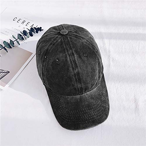 HH HOFNEN Men Women Washed Distressed Twill Cotton Baseball Cap Vintage Adjustable Dad Hat #1 Black - BeesActive Australia