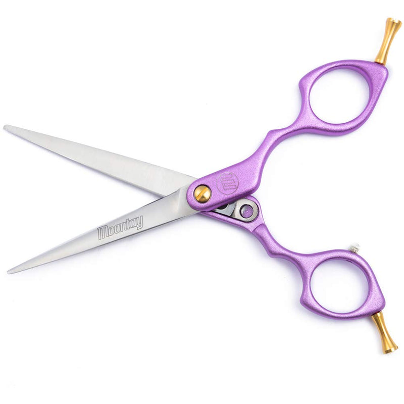 Moontay 6.0" Professional Curved Pet Grooming Scissor, Dog Cat Grooming Shear/Scissor with Ultra-Light Aeronautical Aluminum Handle, 440C Japanese Stainless Steel Grooming Scissor Purple 6.0" Straight Cutting Scissor - BeesActive Australia