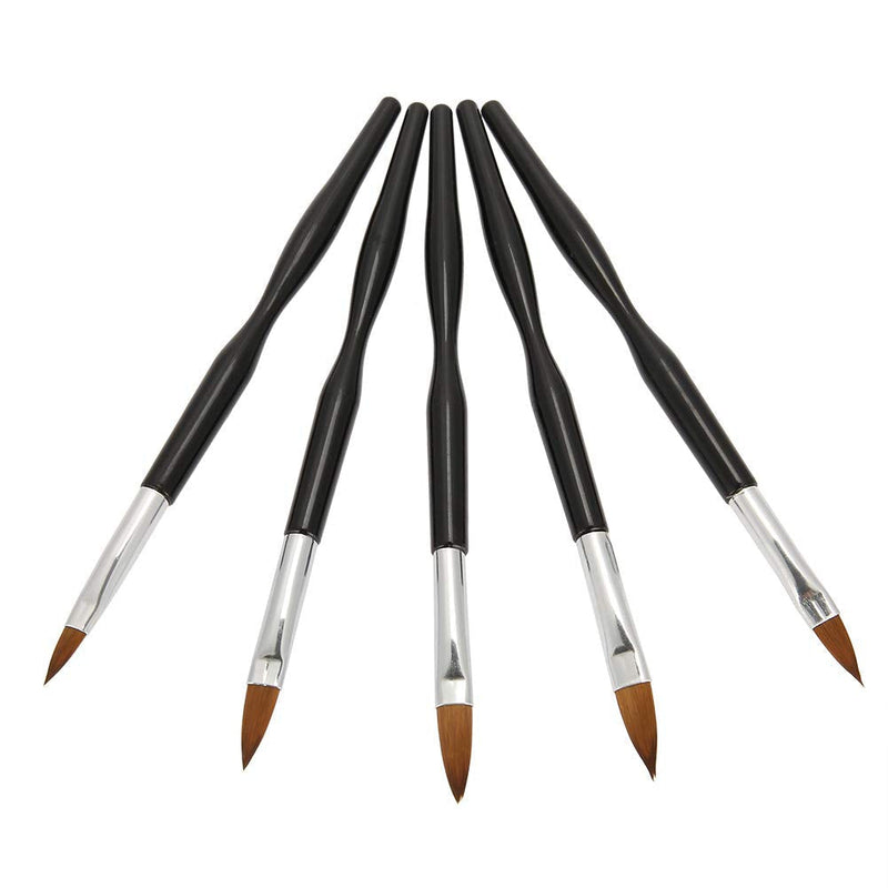 Nail Art Brush 5Pcs Set-Professional Nail salons Painting Makeup DIY Nail Brush Gradient Effect Carving Fine Details(Black) - BeesActive Australia