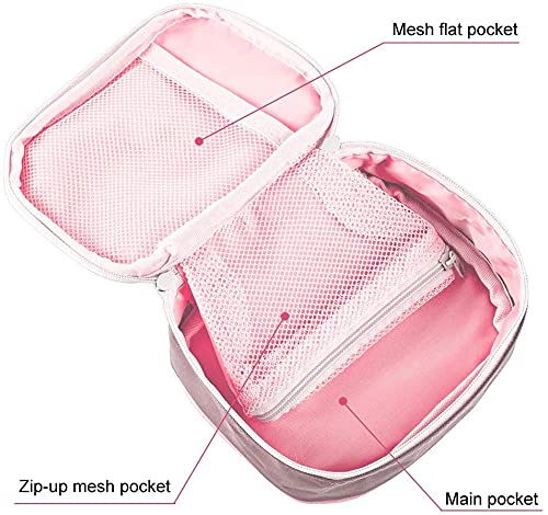 SwirlColor Mini First Aid Pouch Portable Pill Organiser Easy Carry Empty Medicine Container with Multi-Pocket for Travel 5.1*3.9*1.57inch Pink - BeesActive Australia