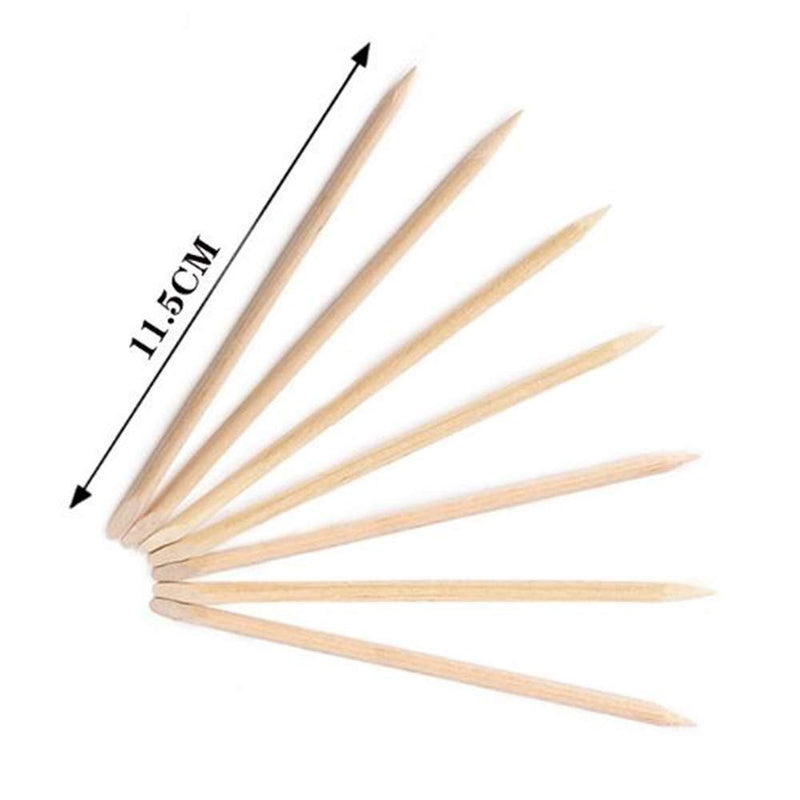 Aoshang 100 Pcs Double Sided Orange Wood Nail Sticks Multi Functional Cuticle Pusher Remover Manicure Pedicure Tool Nail Art Accessories - BeesActive Australia