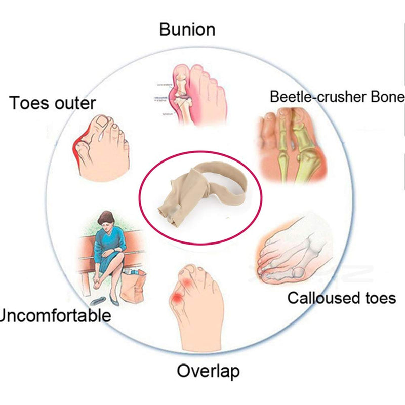 Bunion Corrector, Double Toe Separators, Relieve Toe Friction Bunion Pain, Ball of Foot Cushion Toe Spacers Straightener Splint, for Hallux Valgus Overlapping Toes Straightener Sleeves Socks (L) L - BeesActive Australia