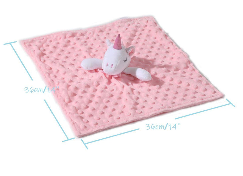 CREVENT Cozy Plush Baby Security Blanket Loveys for Baby Girls, Minky Dot Front + Sherpa Backing with Animal Face (Pink Unicorn) Pink Unicorn - BeesActive Australia