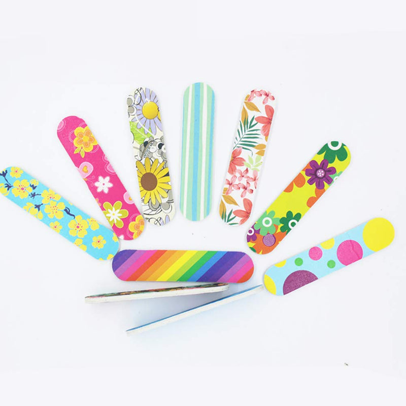 GSHLLO 100 Pcs Mini Floral Nail Files Buffers Emery Boards Nail Buffering Files Manicure Pedicure Tool - BeesActive Australia