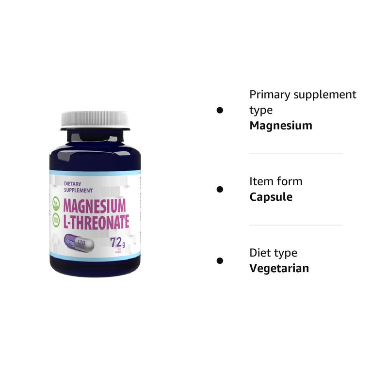 Hepatica Magnesium L-Threonate 2000mg Per Serving 120 Vegan Capsules, Manufactured in Facility Certified by HACCP, GMP, ISO - BeesActive Australia