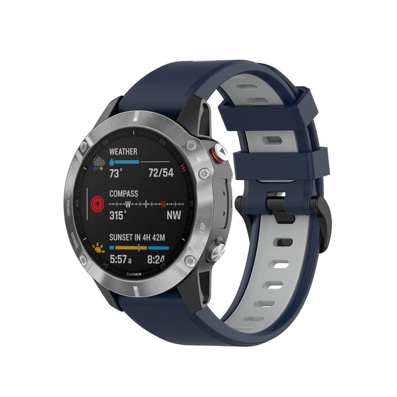 HUABAO 22mm Watch Strap Compatible with Garmin Fenix 5/6/7/approach s60,Adjustable Silicone Sports Strap Replacement Band for Garmin Fenix 5/6/7/approach s60 Smart Watch (Dark Blue) Dark blue - BeesActive Australia