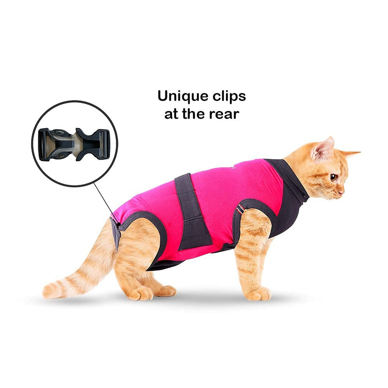 MAXX CAT E Collar Alternative Medical Pet Clothing Recovery Suit for Cats After Surgery Wear Wound Bandage Protection Anti Anxiety Body Wrap XS Red with Grey - BeesActive Australia