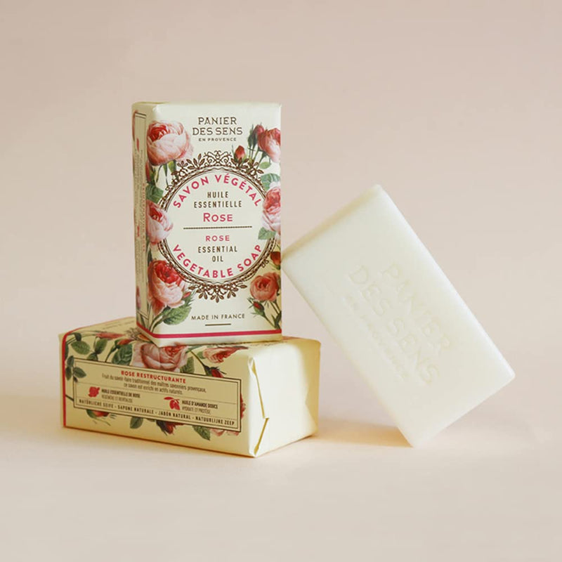 Panier des Sens Rose Bar Soap with Olive Oil - 97% natural & Made in France - 2 bars, 5.3oz/150g each - BeesActive Australia