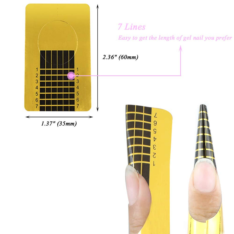 Nail Forms 500 Pcs Roll Nails Extension for Acrylic Nails Self-adhesive Nail Tips Replacement for Polygel Nail Guide, Nail Stickers Molds Builder Learning Curve Art Equipment Salon, Gold Rectangle - BeesActive Australia