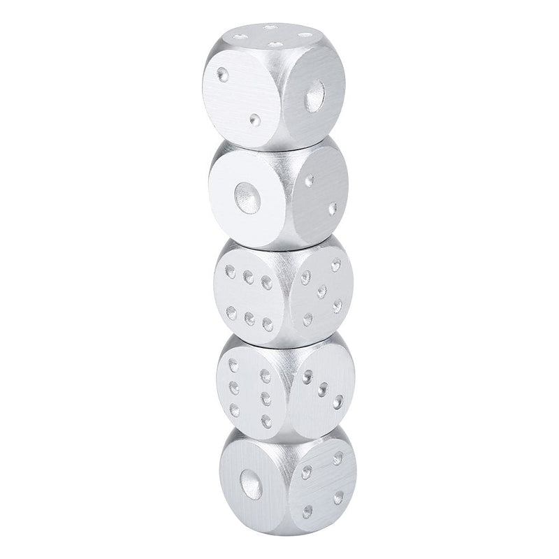 Tbest 5pcs Table Game Dice,Polyhedral Dice Sets Metal DND Dice Set,5pcs Aluminium Alloy Table Game Poker Games Dices Set with Square/Rectangle Storage Box Silver/Gold (Square-Silver) - BeesActive Australia