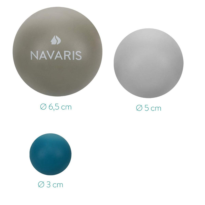 Navaris Lacrosse Massage Balls Set - Myofascial Deep Tissue Muscle Therapy for Back Legs Neck Foot Roller Trigger Points Firm Spheres - Pack of 3 - BeesActive Australia