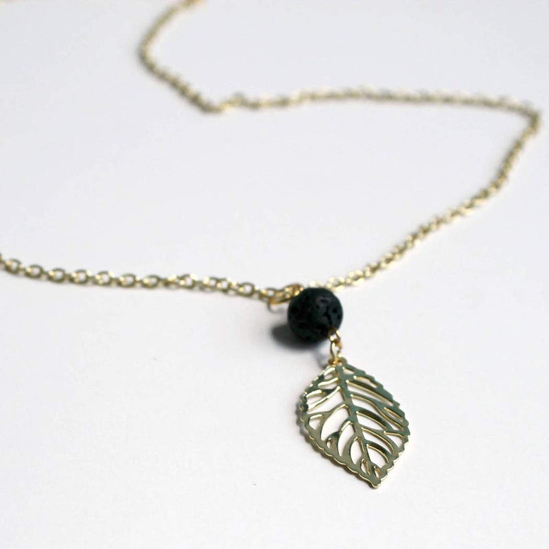 Funyrich Simple Leaf Necklaces Chain Bead Pendant Necklace Chain Necklaces Jewelry for Women and Girls (Gold) Gold - BeesActive Australia