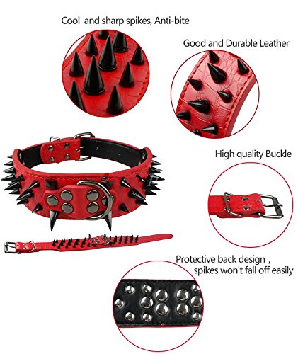 Benala Pet Dog Collar Adjustable Harness Spiked Studded Faux Leather Punk Rivet Dog Collar Pu Sharp Spikes Dog Supplies,Leopard,M - BeesActive Australia