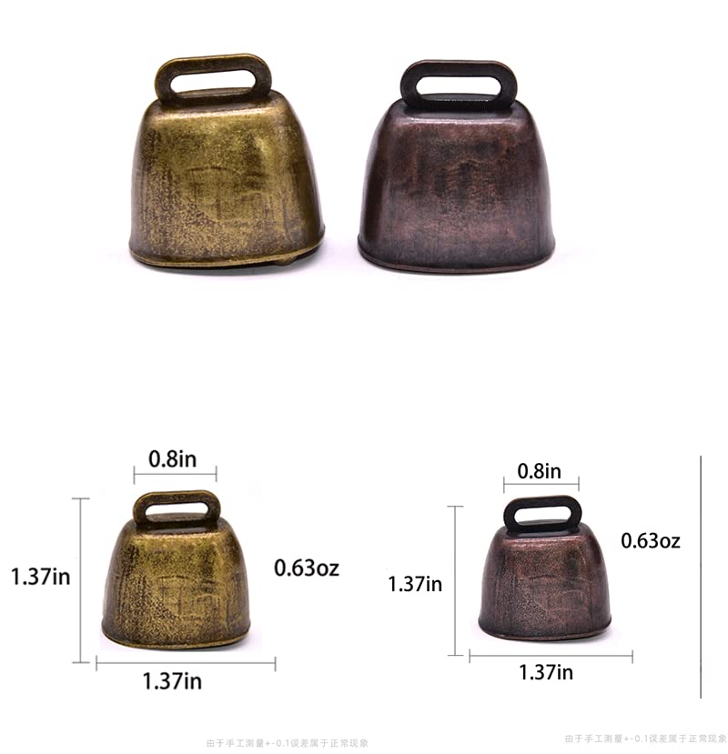 3Pcs Cattle Farm Animal Copper Super Loud Bronze Bell Cow Horse Sheep Grazing Copper Bells Metal Pet Bells Bronze Bell (Bronze) - BeesActive Australia