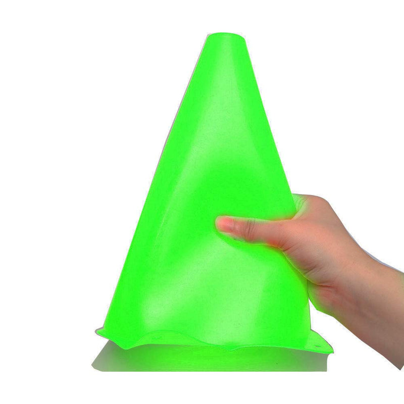 Alyoen 9 inch Traffic Cones - 10 Pack Soccer Training Cones for Outdoor Activity & Festive Events (Set of 10 or 20)- 6 Colors Set of 10, Green - BeesActive Australia