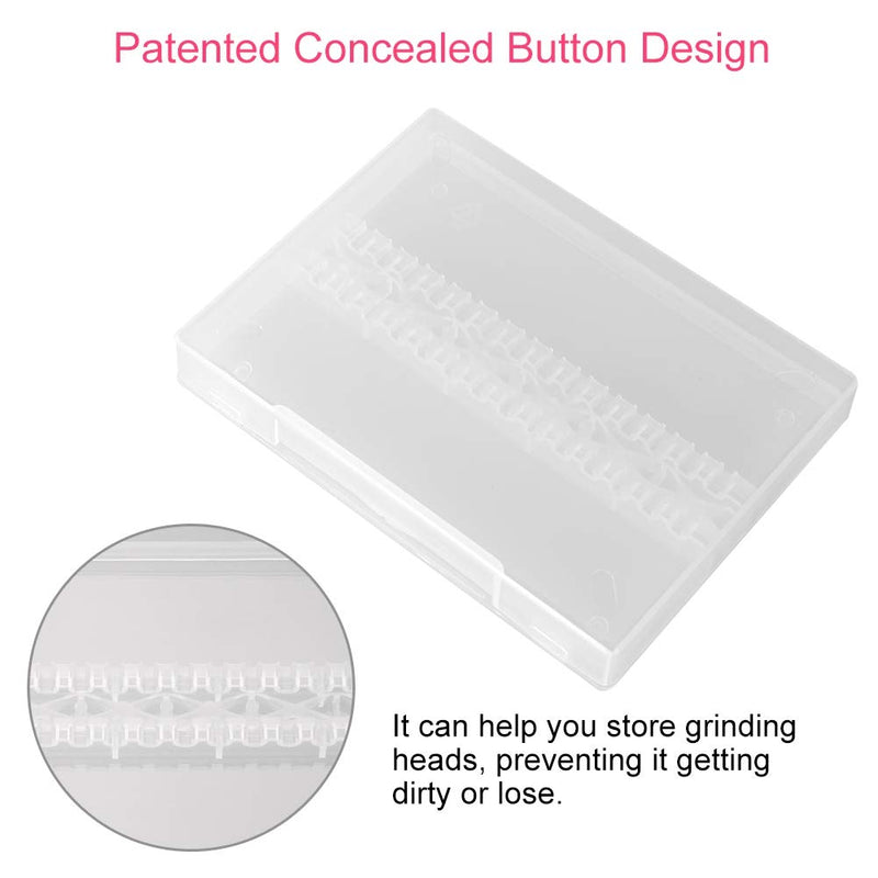 Nail Drill Bit Box, 14 Holes Professional Nail Art Polishing Grinding Drill Bit Holder Display Storage Box(Transparent) Transparent - BeesActive Australia