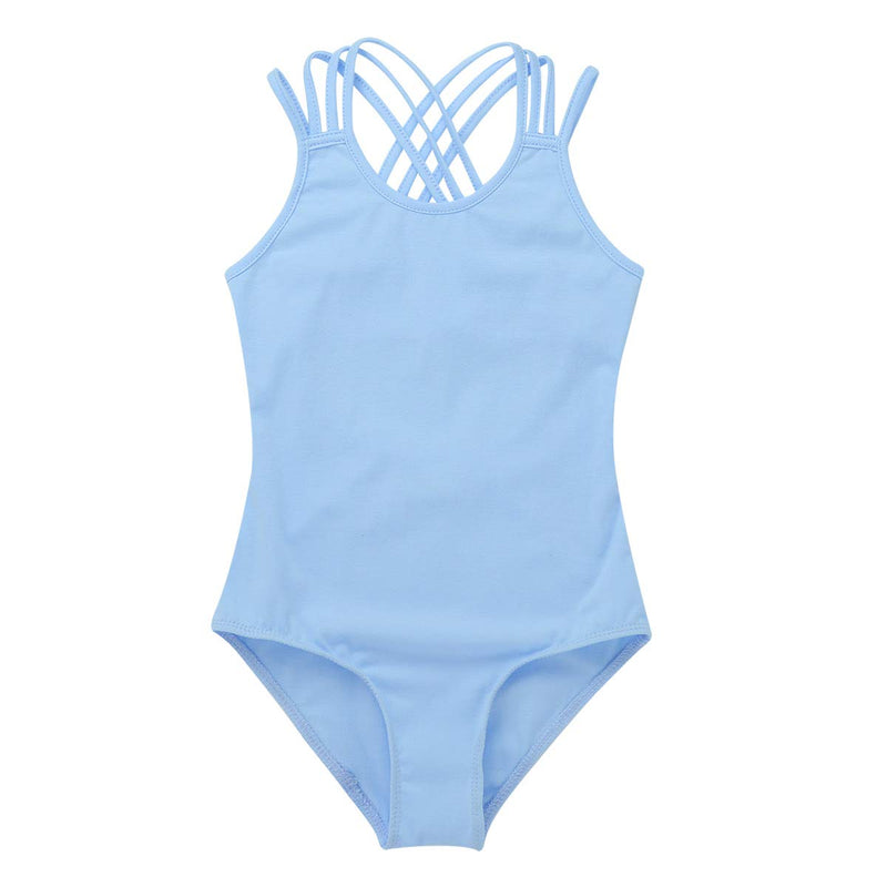 [AUSTRALIA] - ACSUSS Kids Girls Classic Tank Top Leotard Crisscross Back Ballet Gymnastics Dance Bodysuit Costume Athletic Dancewear Sky Blue 10 