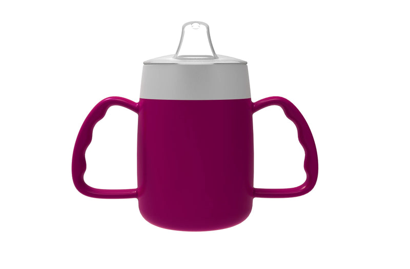 Two Handled 140ml Adult Drinking Cup, Internal Cone, and Spouted Lid. Perfect for A Spill-Proof Sipping Experience Adult Drinking Mug/Drinking Cup/Sippy Cup Get Your Drinking Aid Now! (BlackBerry) Blackberry - BeesActive Australia