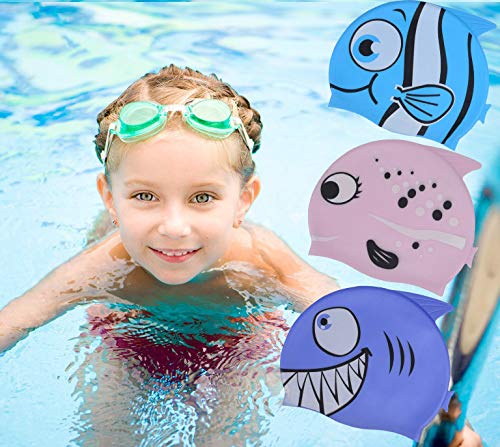 [AUSTRALIA] - Zelta Waterproof Swimming Cap Animal Shaped Seamless Silicone for Kids Pink Bubble Fish 