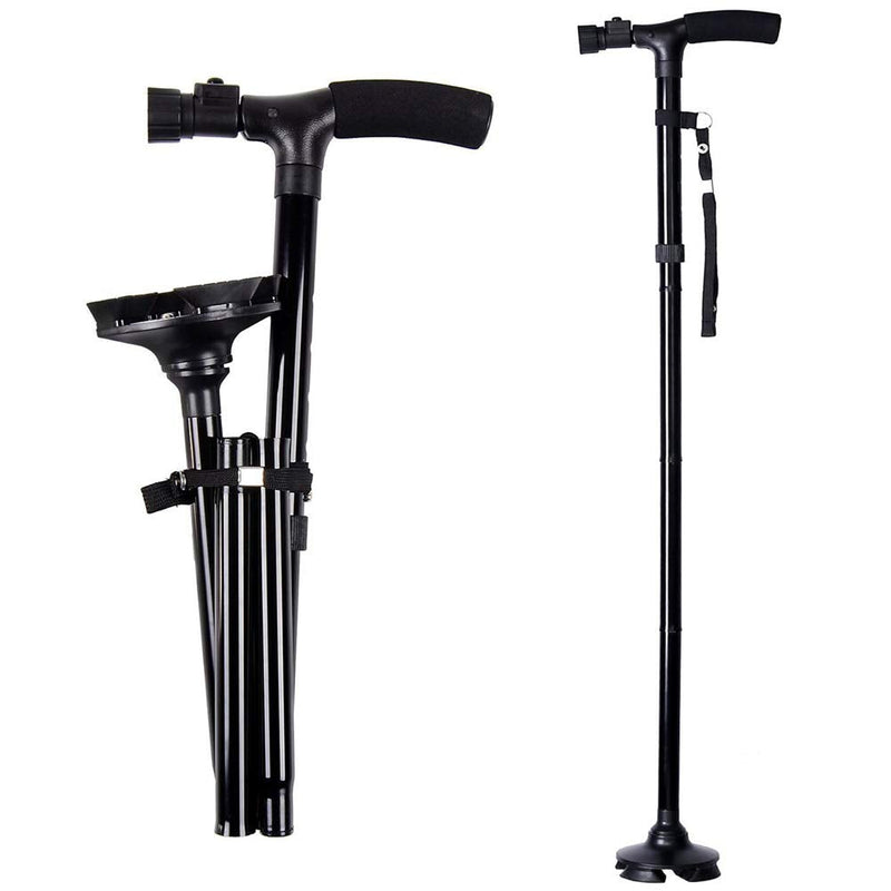 Folding Cane with Led Light, Adjustable Canes and Walking Sticks for Arthritis Disabled and Elderly T-Handle - BeesActive Australia
