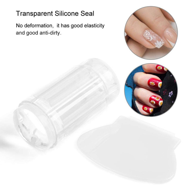 Nail Art Seal Tool (Stamper + Scraper) Transparent Silicone Nail Polish Seal Head Stamper Scraper Nail Art Tool(Transparent White) Transparent White - BeesActive Australia