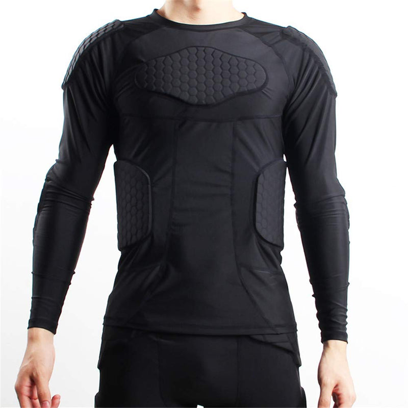Jellybro Men's Padded Football Protective Gear Set Training Suit for Soccer Basketball Paintball Rib Protector Black TWCX Small - BeesActive Australia