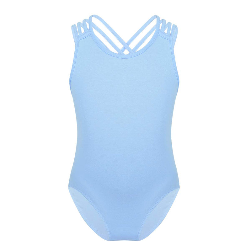 [AUSTRALIA] - ACSUSS Kids Girls Classic Tank Top Leotard Crisscross Back Ballet Gymnastics Dance Bodysuit Costume Athletic Dancewear Sky Blue 10 