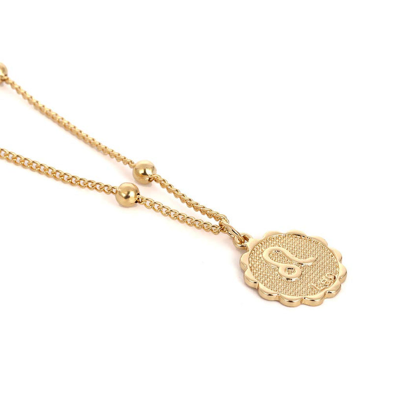Aimimier Zodiac Sign Necklace with Medallion Coin Pendant Leo Necklace Astrology Statement Jewelry Gift for Girlfriend Women (Gold) Gold - BeesActive Australia