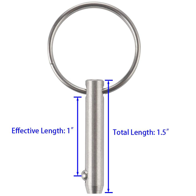 [AUSTRALIA] - VTurboWay 2 Pcs Quick Release Pin 1/4" Diameter, Usable Length 1", Full 316 Stainless Steel, Bimini Top Pin, Marine Hardware, All Parts are Made of 316 Stainless Steel 