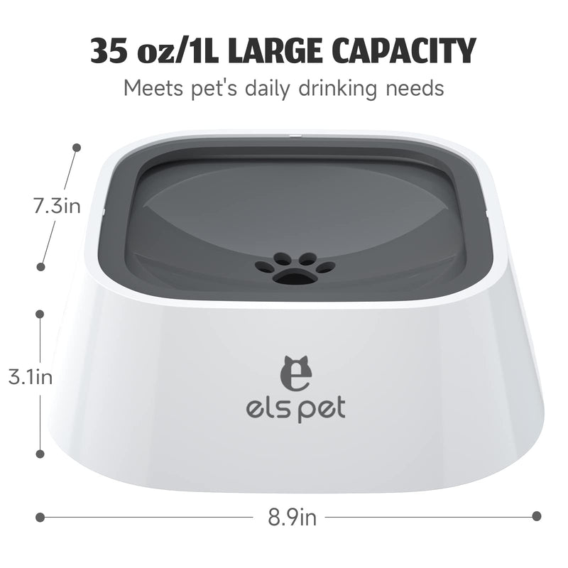 ELS PET 1L/2L/70oz Dog Spill Proof Pet Water Bowl, Anti-Choking Water Bowl, Slow Water Feeder Pet Water Dispenser Carried Water Bowls for Dogs, Cats & Pets 1L/35 fl oz - BeesActive Australia