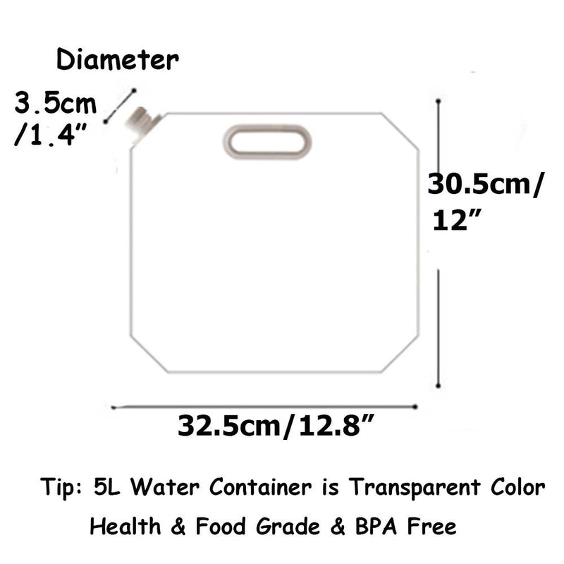SUPANT Collapsible Emergency Water Jug Container Bag, Freezable, BPA Free Plastic Water Carrier Tank, Outdoor Folding Water Bag for Sport Camping Riding Mountaineer Backoacking, Food Grade 1.3Gallon/5L--1 pack - BeesActive Australia