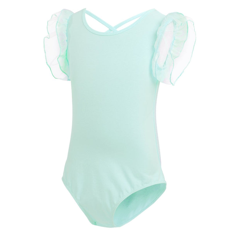 [AUSTRALIA] - Agoky Kids Girl's Ruffled Sleeves Gymnastics Ballet Dance Camisole Leotard Tops Athletic Sports Outfit 3 Mint Green 