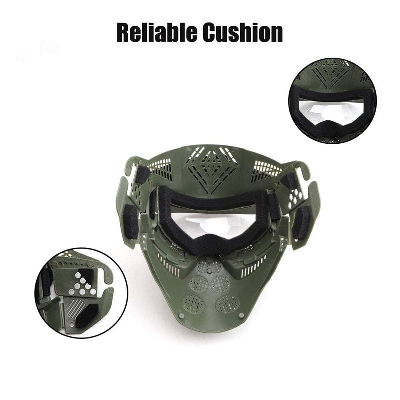 NINAT Airsoft Mask Tactical Masks Full Face with Lens Goggles Eye Protection for Halloween CS Survival Games Shooting Cosplay Mask Black Green Tan Grey Green Mask paintbaL-Gn - BeesActive Australia