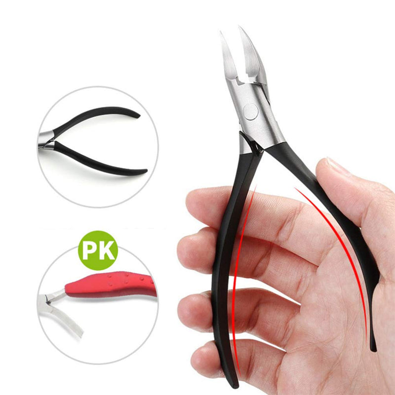 Minkissy 2pcs Toenails Clippers Set Stainless Steel Professional Nail Cuticle Cutter Fingernail Trimmer Nail Grooming Care Tool For Thick Ingrown Nail (Black) Black - BeesActive Australia