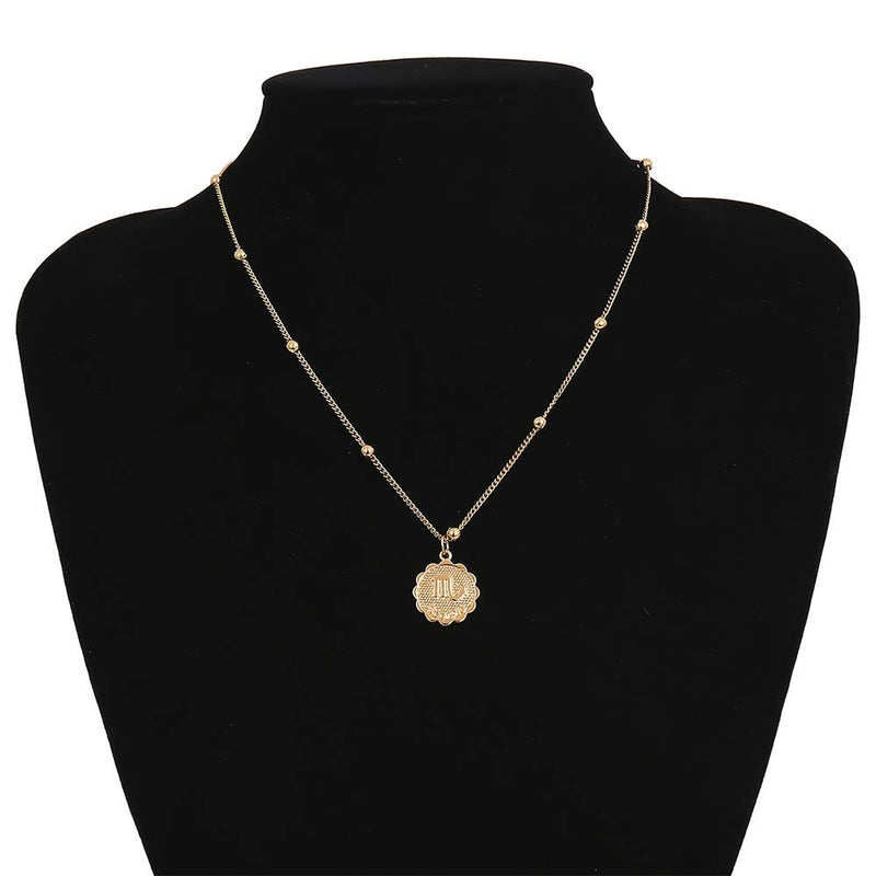 Aimimier Zodiac Sign Necklace with Medallion Coin Pendant Scorpio Necklace Astrology Statement Jewelry Gift for Girlfriend Women (Gold) Gold - BeesActive Australia
