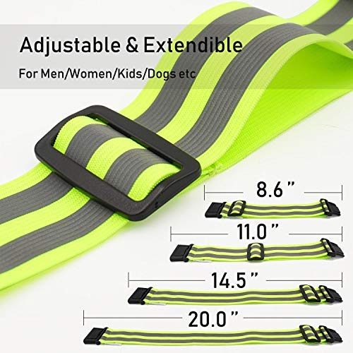 Reflective Running Gear Bands Armband Belt for Night Walking Bike, Adjustable Reflective Bands for Runners Women Kids Men, Bicycle Pants Cuff Bands Straps Clip, Arm Ankle Leg Safety Bands for Cycling - BeesActive Australia