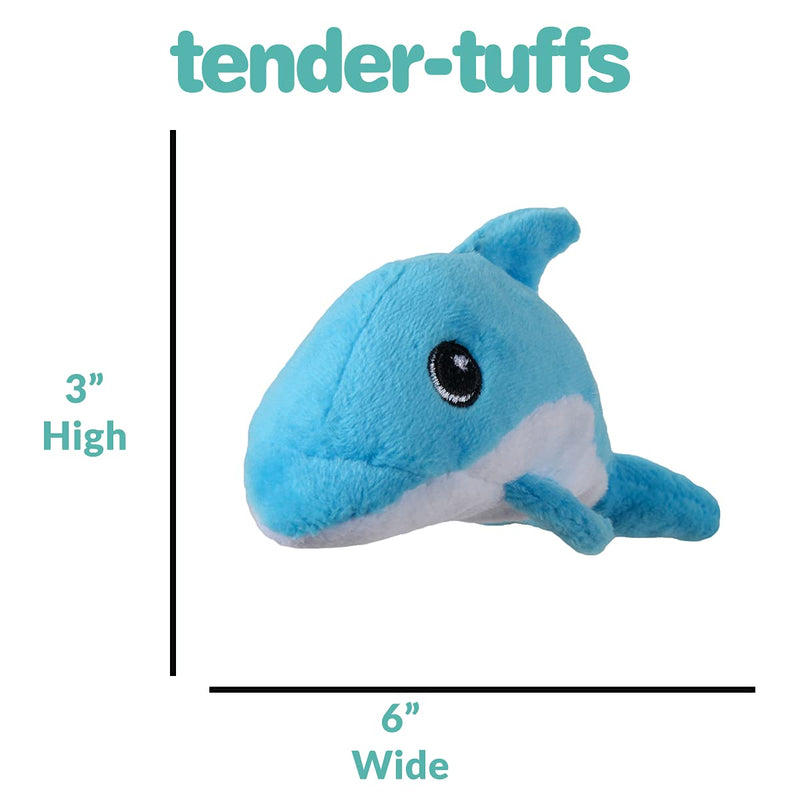 Snuggle Puppy Tender-Tuffs Tiny Hedgehog, Clownfish, and Dolphin Plush Dog Toys Bundle - Tough Marine Animal Squeaky Toys - BeesActive Australia