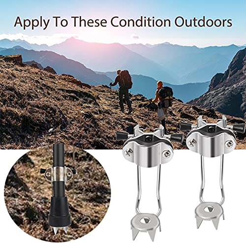 TOBWOLF 2PCS Outdoor Portable Non-Slip Cane Ice Tip, Stainless Steel 5-Prong Grip, Retractable Tip Attachment for Outdoor Trekking Hiking Pole, Walking Sticks - BeesActive Australia