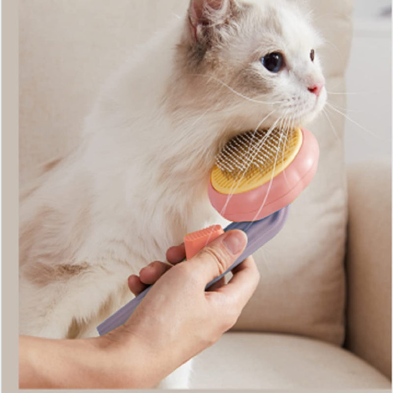 Pumpkin Pet Grooming Brush -- Dog Brush and Cat Hair Brush for Shedding Pet Cleaning Slicker Brush for Short and Long-Haired Gogs, Cats, Rabbits -- Easy to Removes Loose Undercoat, Tangled Hair Purple - BeesActive Australia