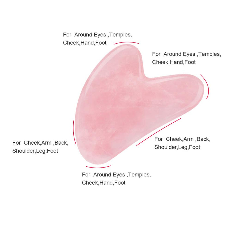 Bounabay Rose Quartz Gua Sha Massage Tool with Gift Bag, Top Sheerness Natural Jade Massage Stone for Facial Body Skincare, SPA Acupuncture Therapy Trigger Point Treatment Caring Pink Heart Shape� - BeesActive Australia