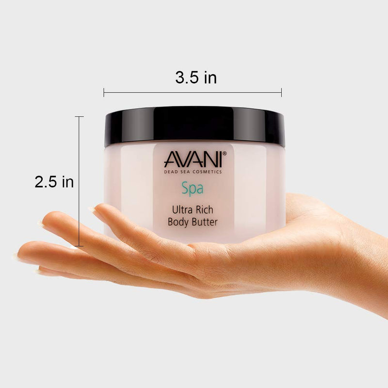 Avani Ultra Rich Body Butter - Dead Sea Salt, Aloe Vera, Vitamin E, Shea, Jojoba, Sunflower, Olive Essential Oil - Natural Exfoliating & Moisturizing Butter for All Skin Types - Milk/Honey Fragrance Milk & Honey - BeesActive Australia