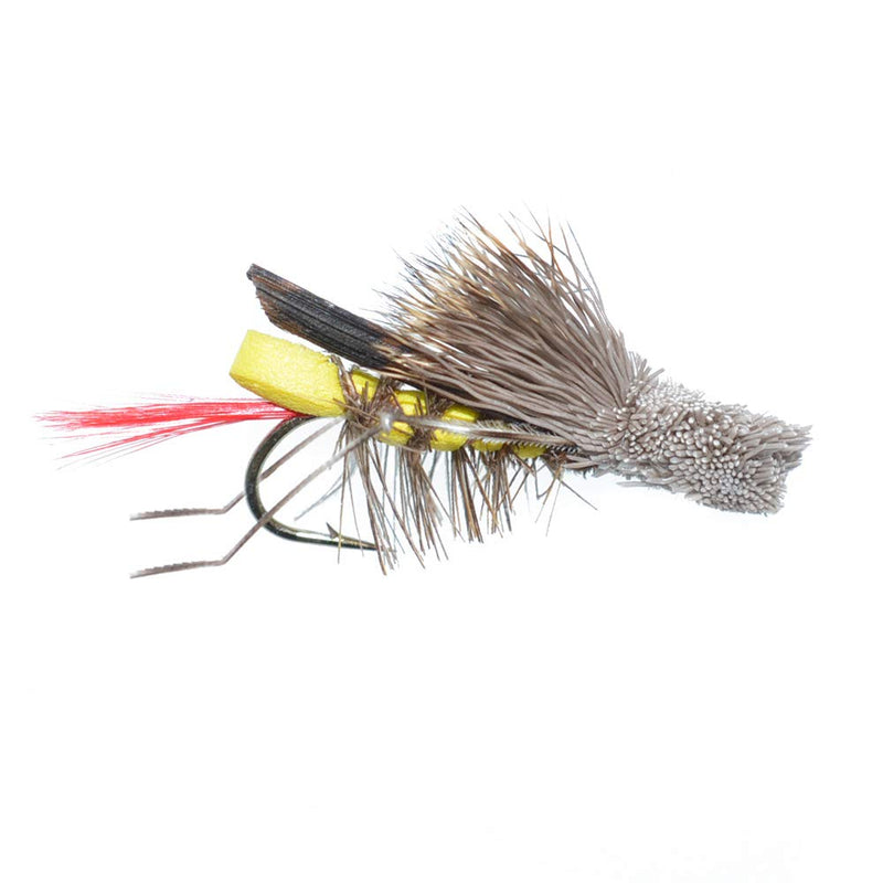 The Fly Fishing Place Dave's Hopper Trout Fly Fishing Flies - Yellow Foam Body Grasshopper Dry Fly - Set of 4 Flies Hook Size 8 - BeesActive Australia