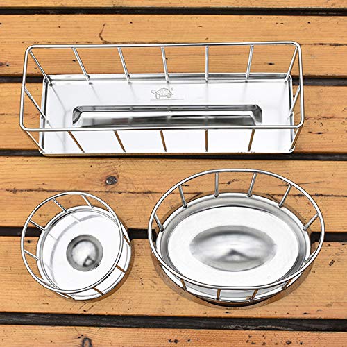 La La Pet® Stainless Steel Reptile Turtle Food Water Dispenser Feeder Food Bowl Feeding Dish for Lizard Tortoise Chameleon L Rectangle - BeesActive Australia