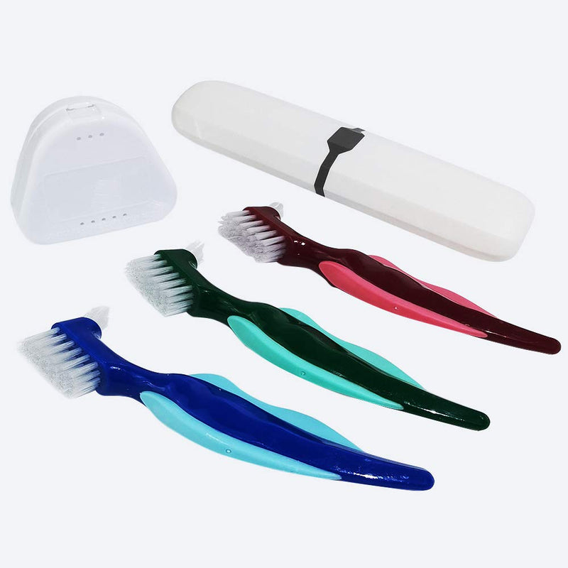 Denture Cleaning Brush，5 Pcs False Teeth Brushes Denture Cleaner Toothbrush Hard Denture Brush Double-Sided Toothbrush，for False Teeth Cleaning - BeesActive Australia