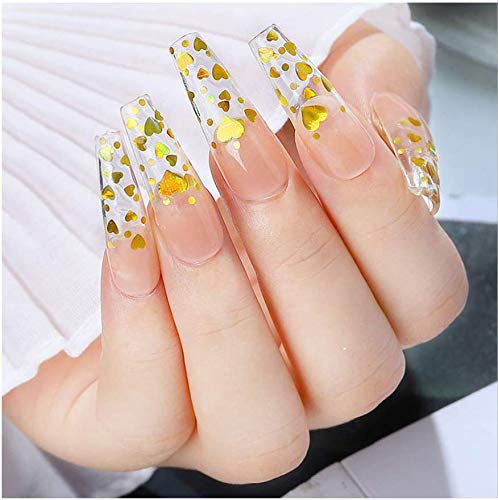 CHANGAR Valentine's Day Heart Nail Art Glitter Sequins, 3D Laser Love Heart Nail Decals Sticker Holographic Nail Sparkle Glitter for Manicure Make Up DIY Decals Decoration - BeesActive Australia