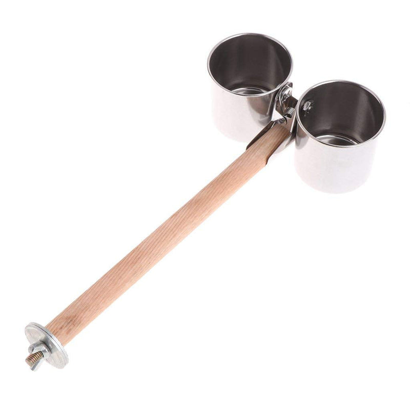 Hypeety Bird Parrot Feeding Double Cups Stainless Steel Food Water Bowls with Clip Bird Seed Feeder Cups Hanging Bowl Cage Stand Accessories - BeesActive Australia