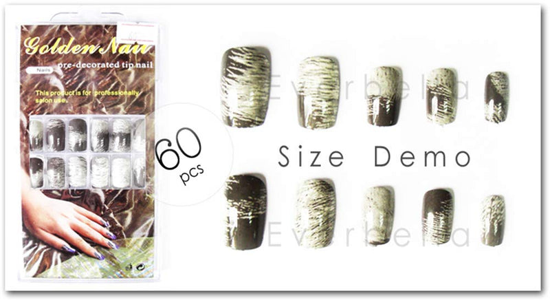 Predesigned Different Pattern Acrylic False Nail Tips for Extension or Full Cover Nail Tips (60PCS #206-5) 60PCS #206-5 - BeesActive Australia